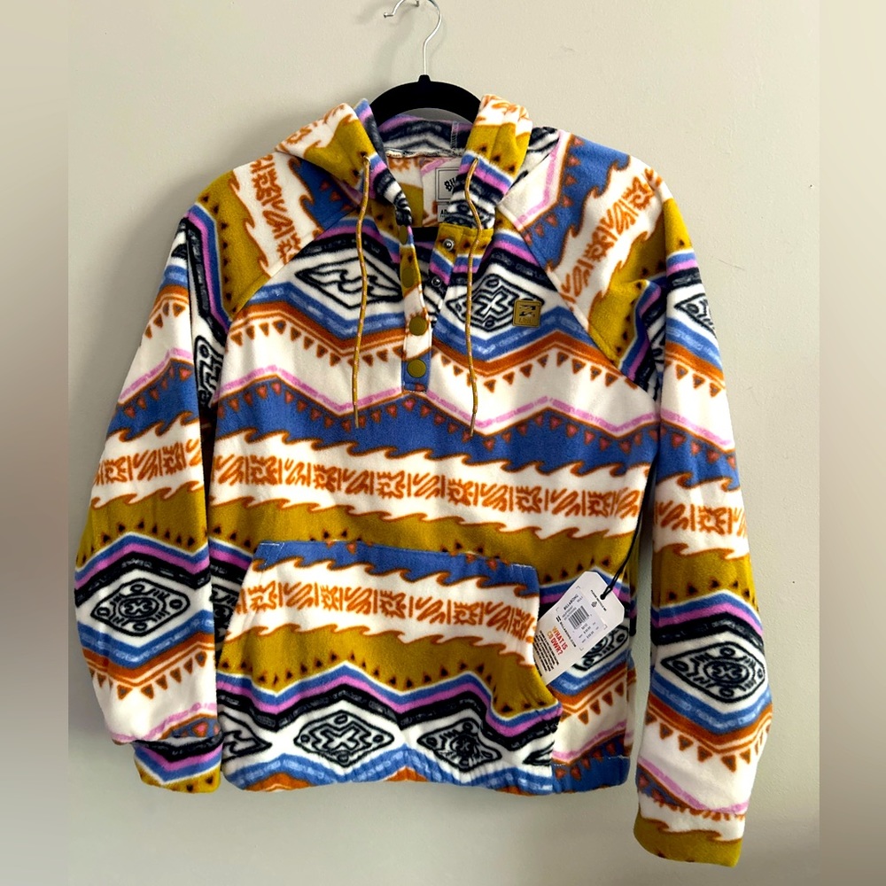 VINTAGE BILLABONG FLEECE- OUTDOORS PULLOVER FLEECE HOODIE🔥🔥 Size M!